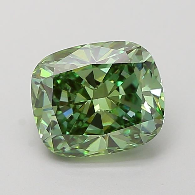 1.51 Ct. Fancy Vivid Green Cushion Lab Grown Diamond