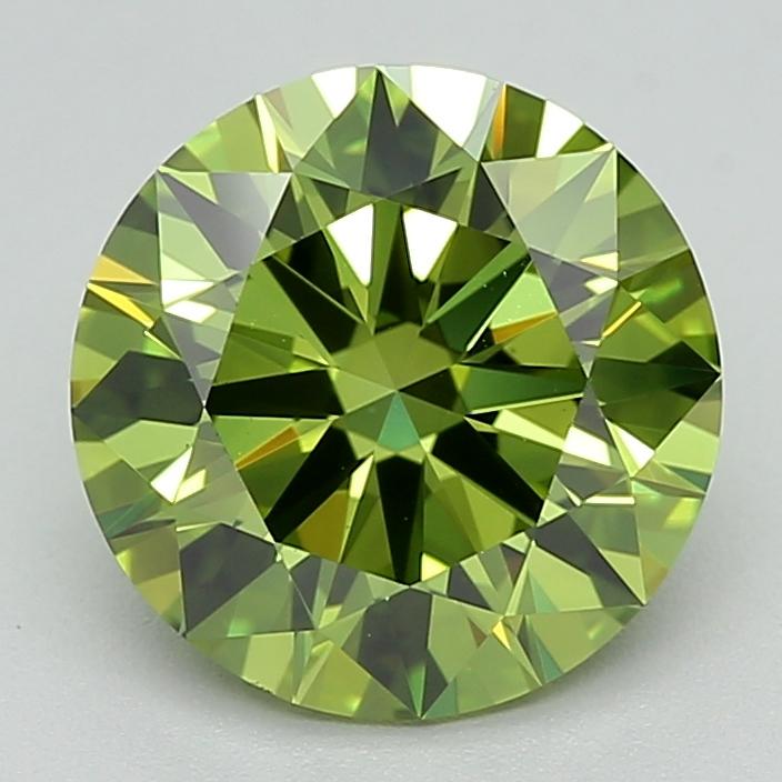 1.53 Ct. Fancy Vivid  Green Round Lab Grown Diamond