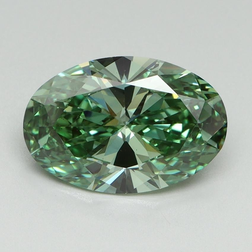 2.17 Ct. Fancy Vivid Green Oval Lab Grown Diamond