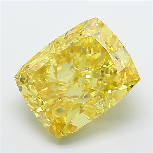 8.10 Ct. Fancy Vivid Yellow Cushion Lab Grown Diamond