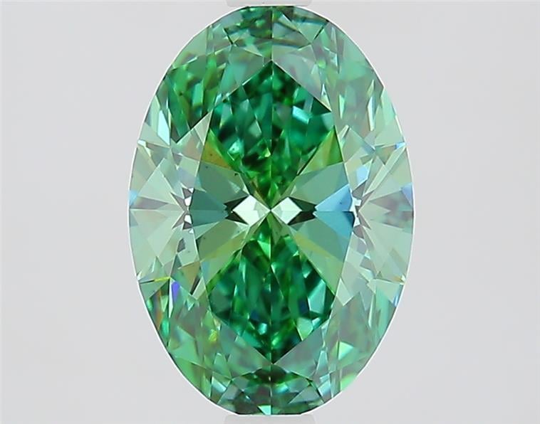 1.76 Ct. Fancy Vivid  Green Oval Lab Grown Diamond
