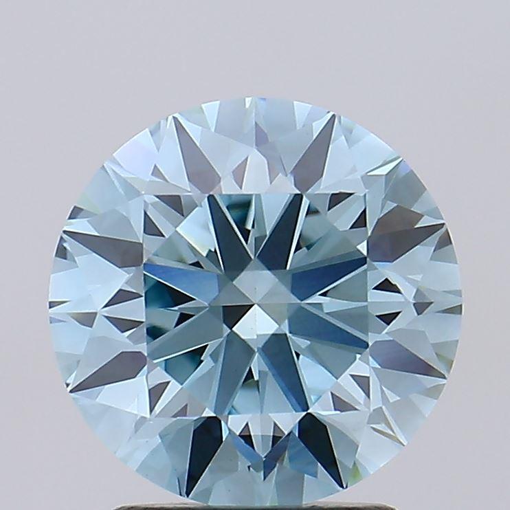 2.35 Ct. Fancy Intense Greenish Blue Round Lab Grown Diamond