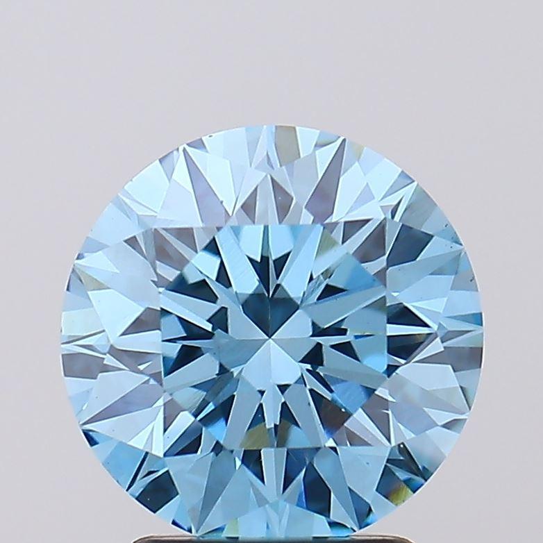 2.52 Ct. Fancy Vivid Blue Round Lab Grown Diamond