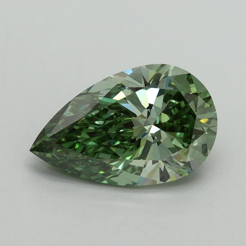 3.12 Ct. Fancy Vivid Green Pear Lab Grown Diamond