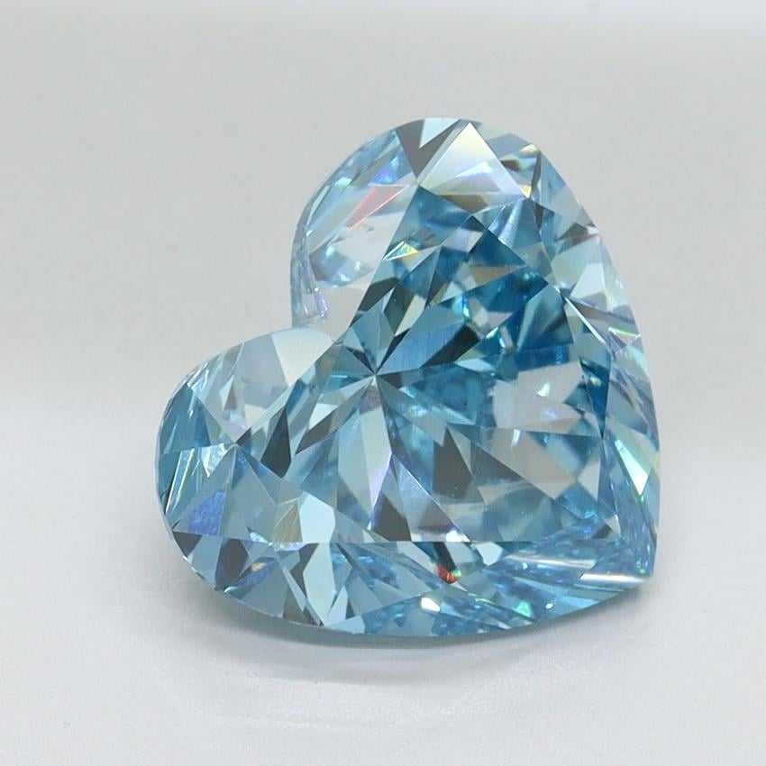 3.10 Ct. Fancy Vivid Malibu Blue Heart Lab Grown Diamond
