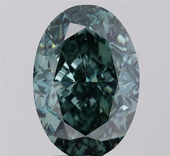 4.08 Ct. Fancy Vivid  Green Oval Lab Grown Diamond