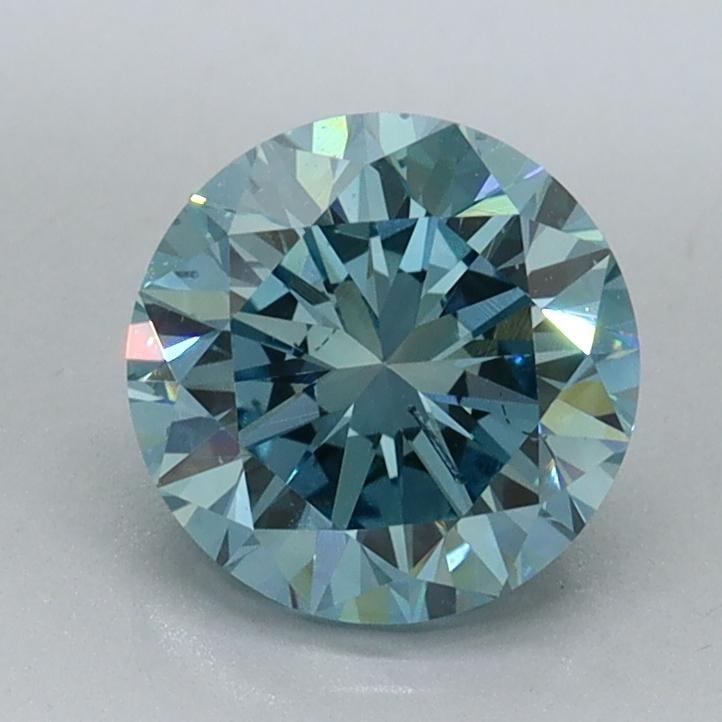 1.27 Ct. Fancy Vivid Malibu Blue Round Lab Grown Diamond
