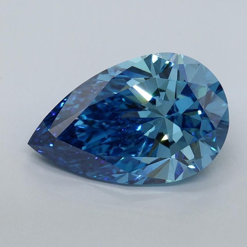 3.02 Ct. Fancy Vivid Malibu Blue Pear Lab Grown Diamond