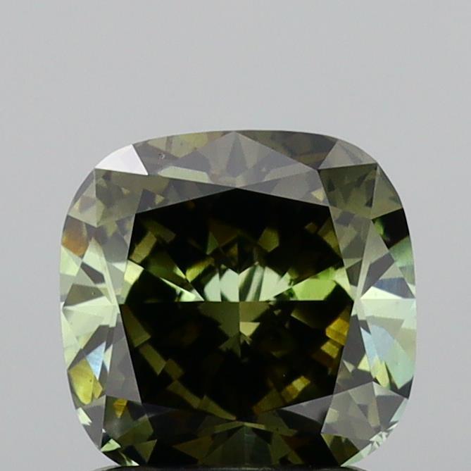 1.56 Ct. Fancy Deep Green Cushion Lab Grown Diamond