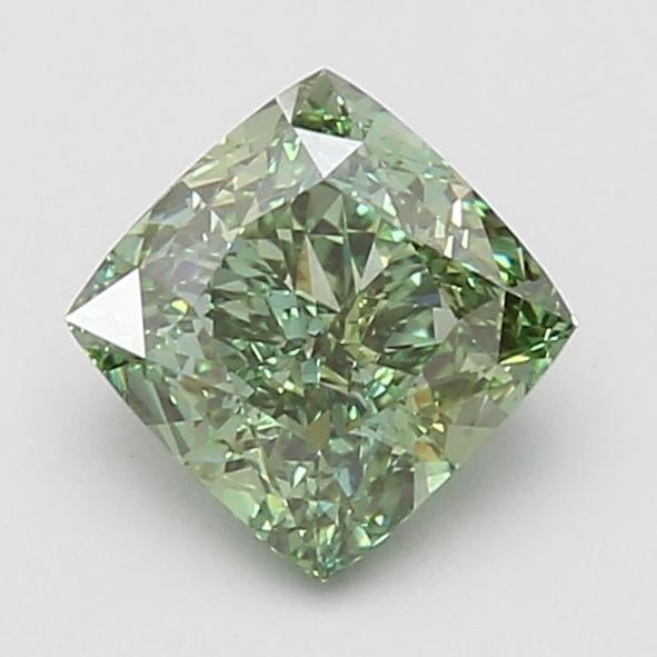 1.50 Ct. Fancy Vivid Green Cushion Lab Grown Diamond