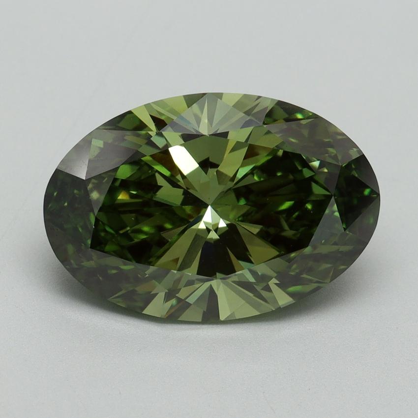 5.00 Ct. Fancy Vivid Green Oval Lab Grown Diamond