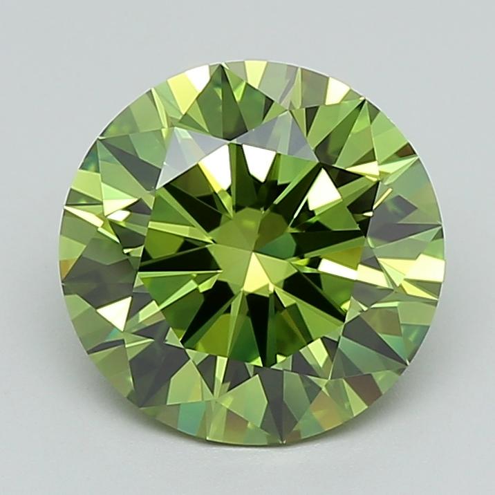 4.00 Ct. Fancy Vivid  Green Round Lab Grown Diamond