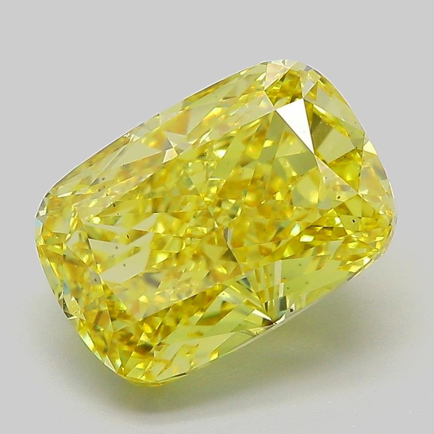 5.00 Ct. Fancy Vivid  Yellow Cushion Lab Grown Diamond