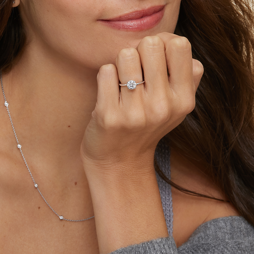 18K White Gold Monsella Solitaire Ring, large additional view 1