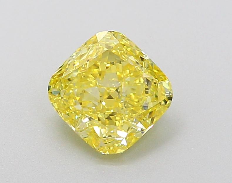 1.07 Ct. Fancy Vivid  Yellow Cushion Lab Grown Diamond