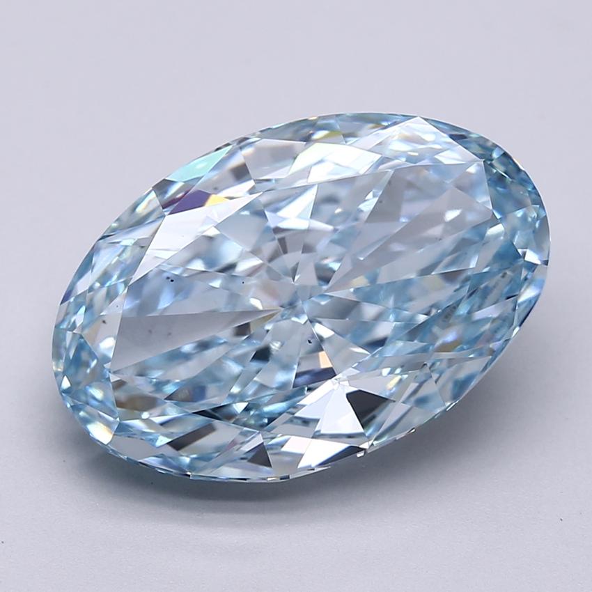 10.06 Ct. Fancy Vivid  Blue Oval Lab Grown Diamond