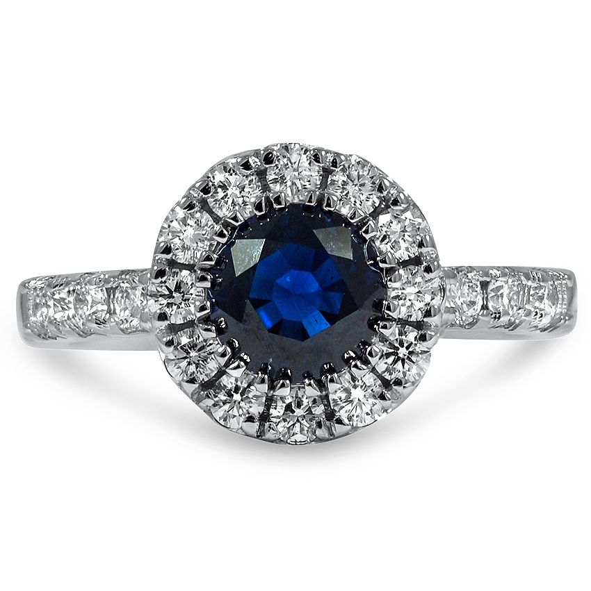 Custom Sapphire Halo Engagement Ring