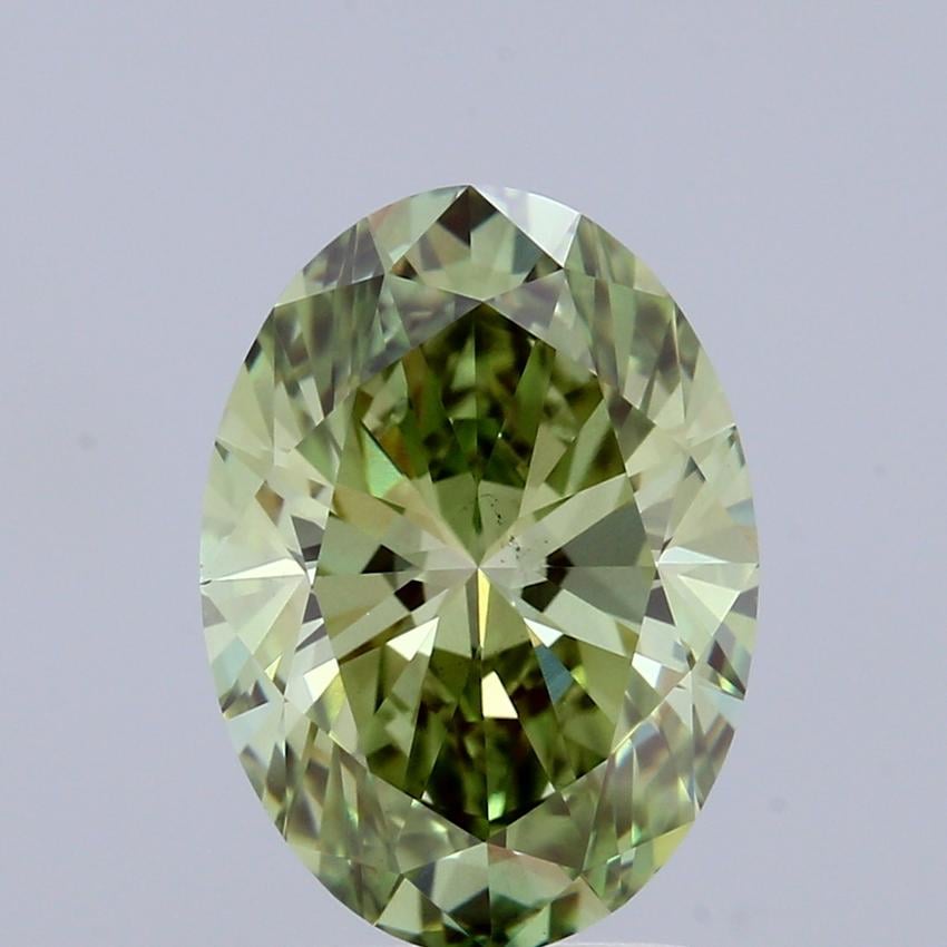 2.50 Ct. Fancy Vivid Green Oval Lab Grown Diamond