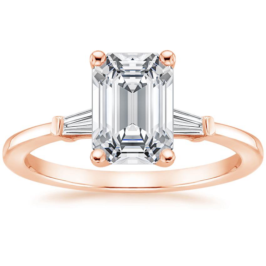 14K Rose Gold Tapered Baguette Diamond Ring, large top view