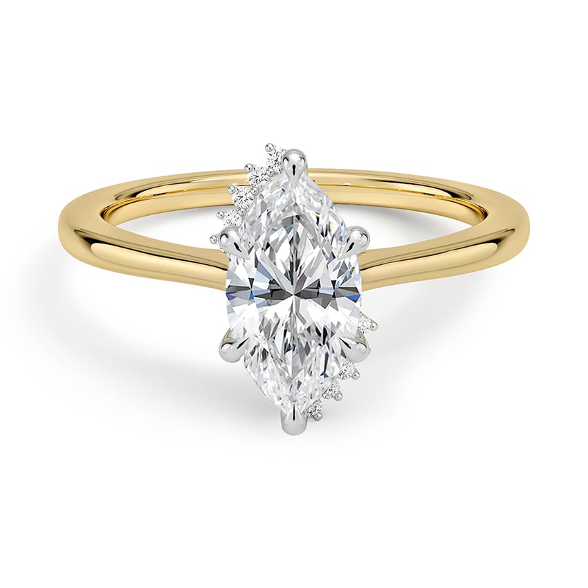 Custom Split Halo Diamond Mixed Metal Ring