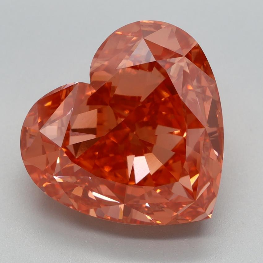 7.69 Ct. Fancy Vivid Orangy Pink Heart Lab Grown Diamond