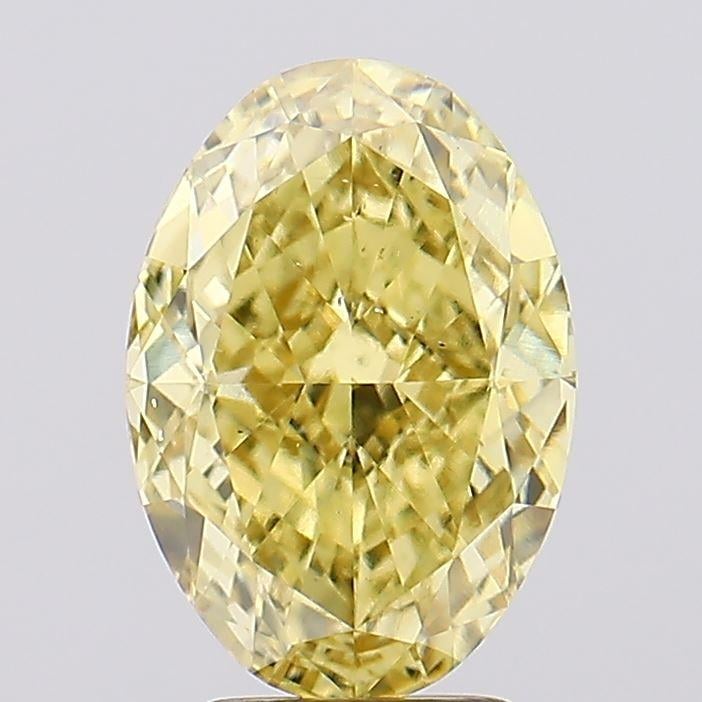 4.15 Ct. Fancy Vivid  Yellow Oval Lab Grown Diamond