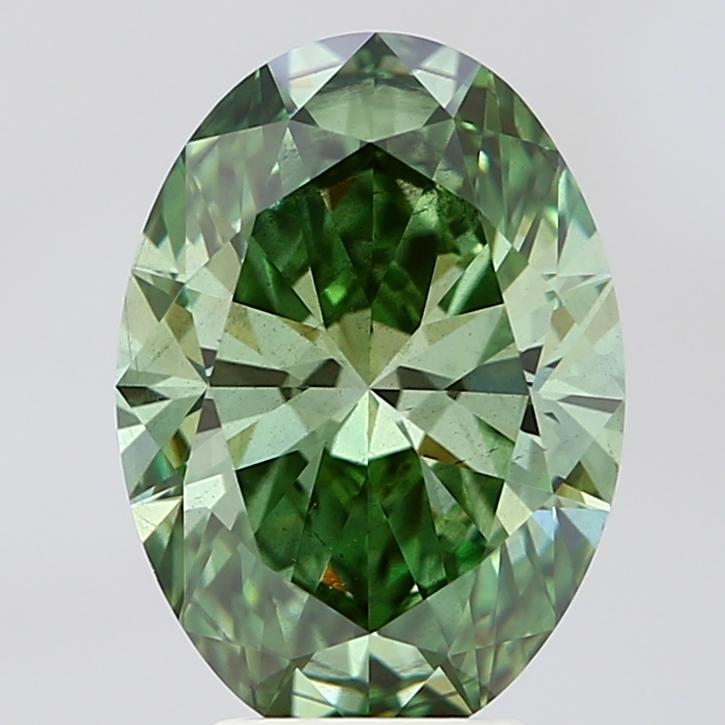 4.02 Ct. Fancy Vivid Green Oval Lab Grown Diamond