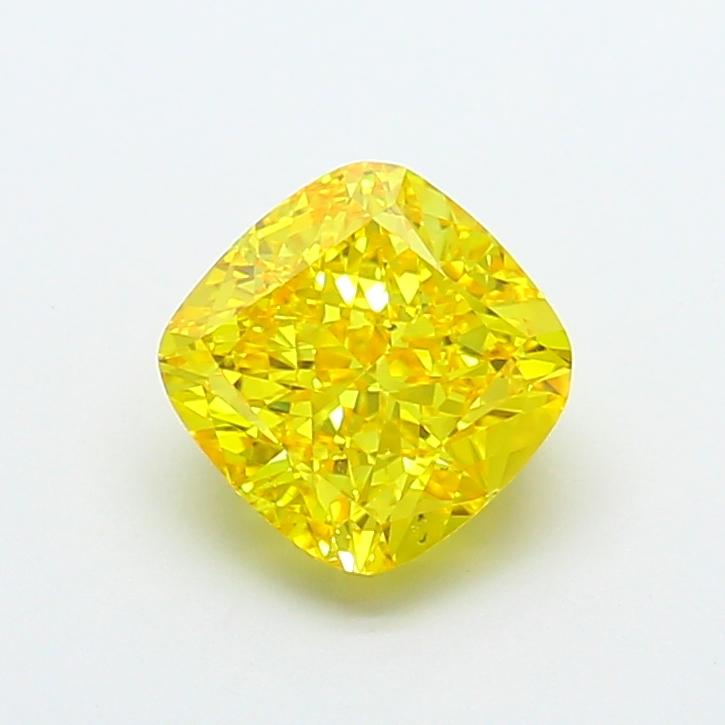 3.06 Ct. Fancy Vivid Yellow Cushion Lab Grown Diamond