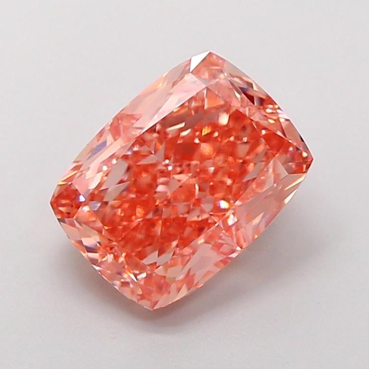 3.39 Ct. Fancy Vivid Brownish Orange Cushion Lab Grown Diamond
