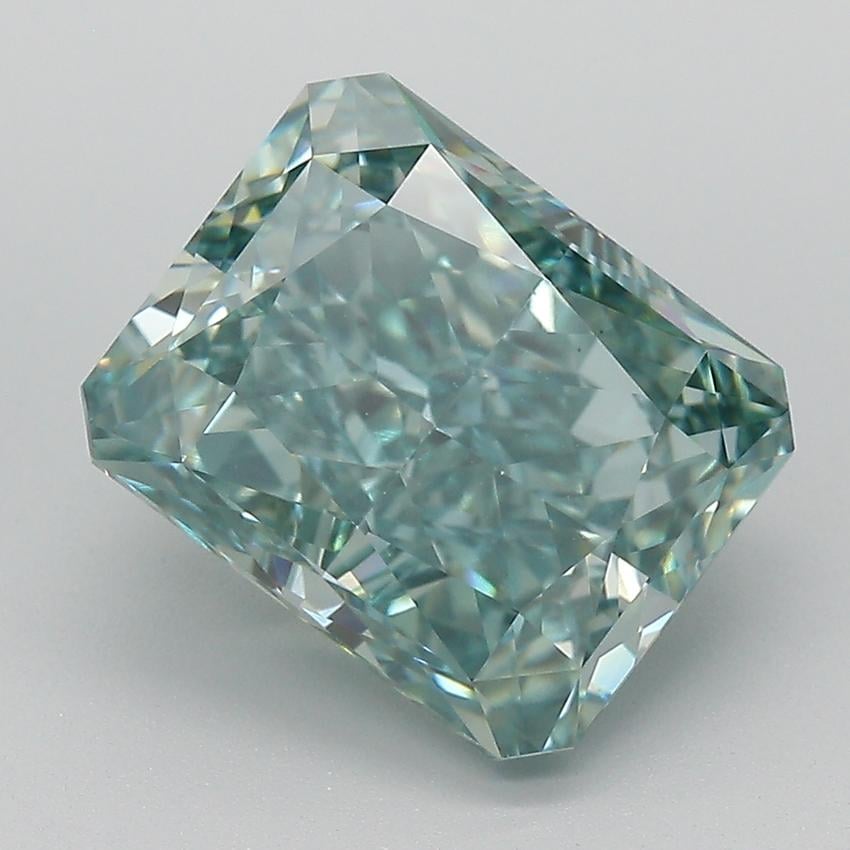 5.09 Ct. Fancy Vivid Blue Green Radiant Lab Grown Diamond