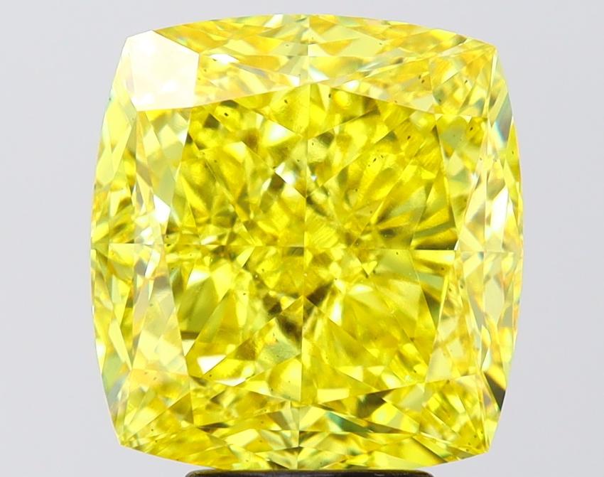7.11 Ct. Fancy Vivid Yellow Yellow Cushion Lab Grown Diamond