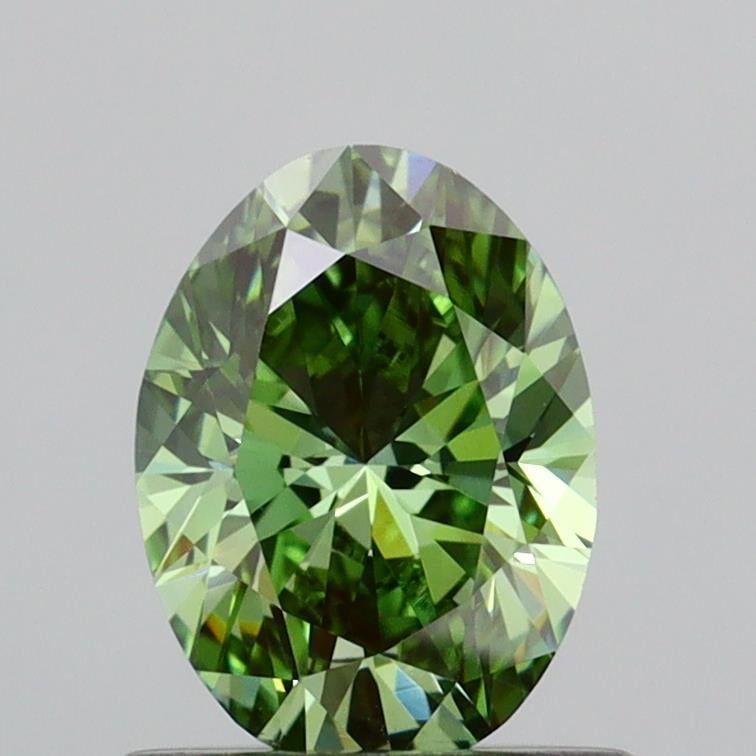 0.72 Ct. Fancy Vivid Green Oval Lab Grown Diamond