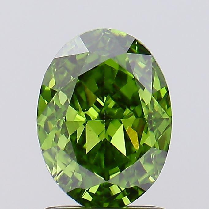 1.75 Ct. Fancy Vivid Green Oval Lab Grown Diamond