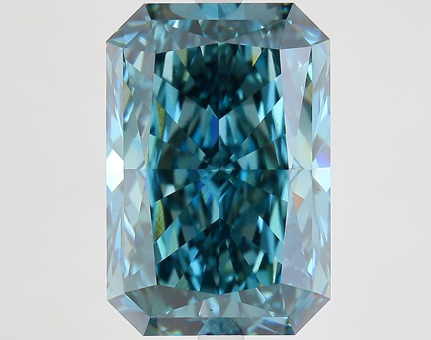 9.52 Ct. Fancy Vivid Greenish Blue Radiant Lab Grown Diamond