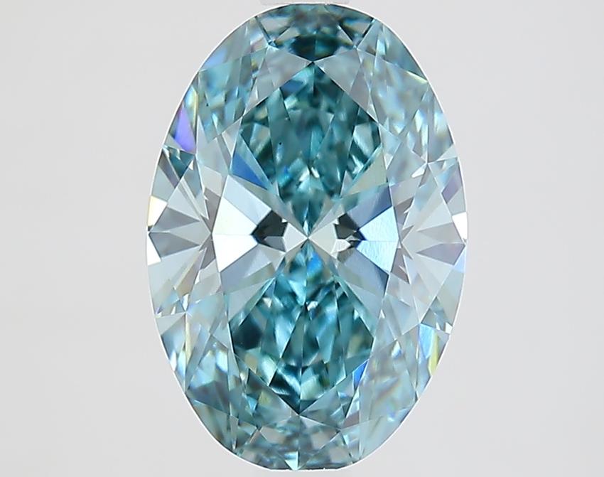 2.04 Ct. Fancy Intense Bluish Green Oval Lab Grown Diamond