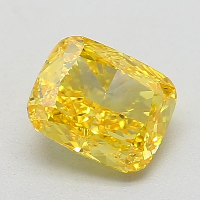 0.74 Ct. Fancy Vivid  Yellow Cushion Lab Grown Diamond