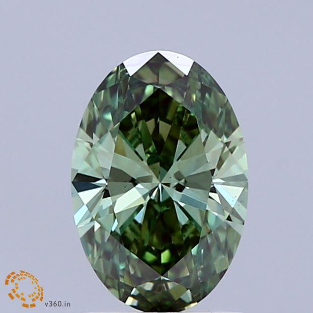 1.07 Ct. Fancy Vivid  Green Oval Lab Grown Diamond