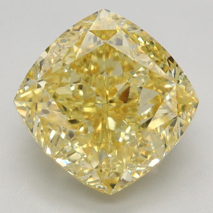 3.91 Ct. Fancy Vivid Yellow Cushion Lab Grown Diamond