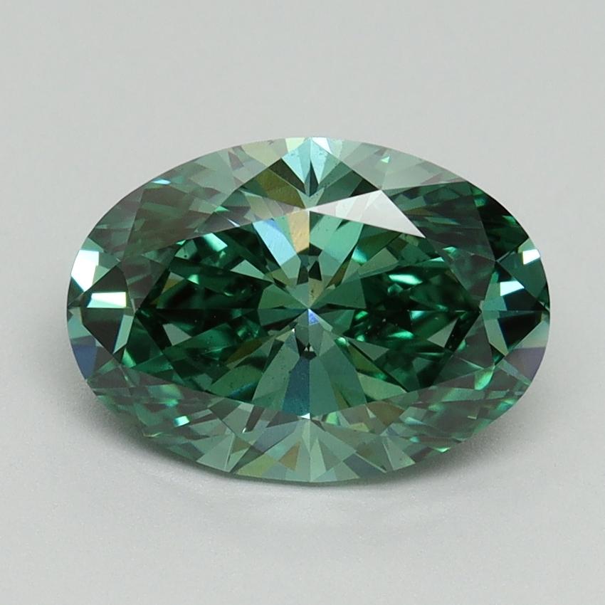 2.29 Ct. Fancy Vivid Green Oval Lab Grown Diamond