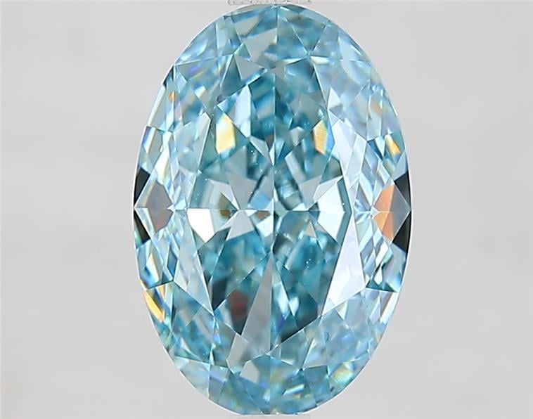 2.96 Ct. Fancy Vivid Greenish Blue Oval Lab Grown Diamond