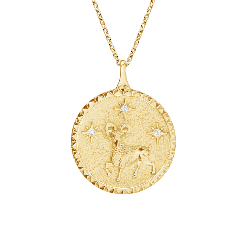 Diamond Accented Aries Zodiac Necklace 