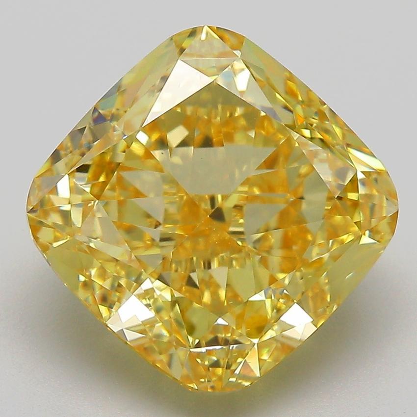 8.04 Ct. Fancy Intense  Yellow Cushion Lab Grown Diamond