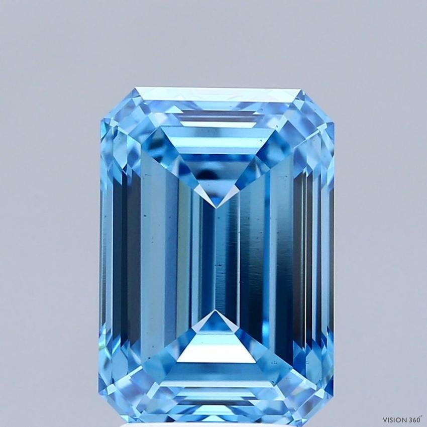 4.58 Ct. Fancy Vivid Blue Emerald Lab Grown Diamond
