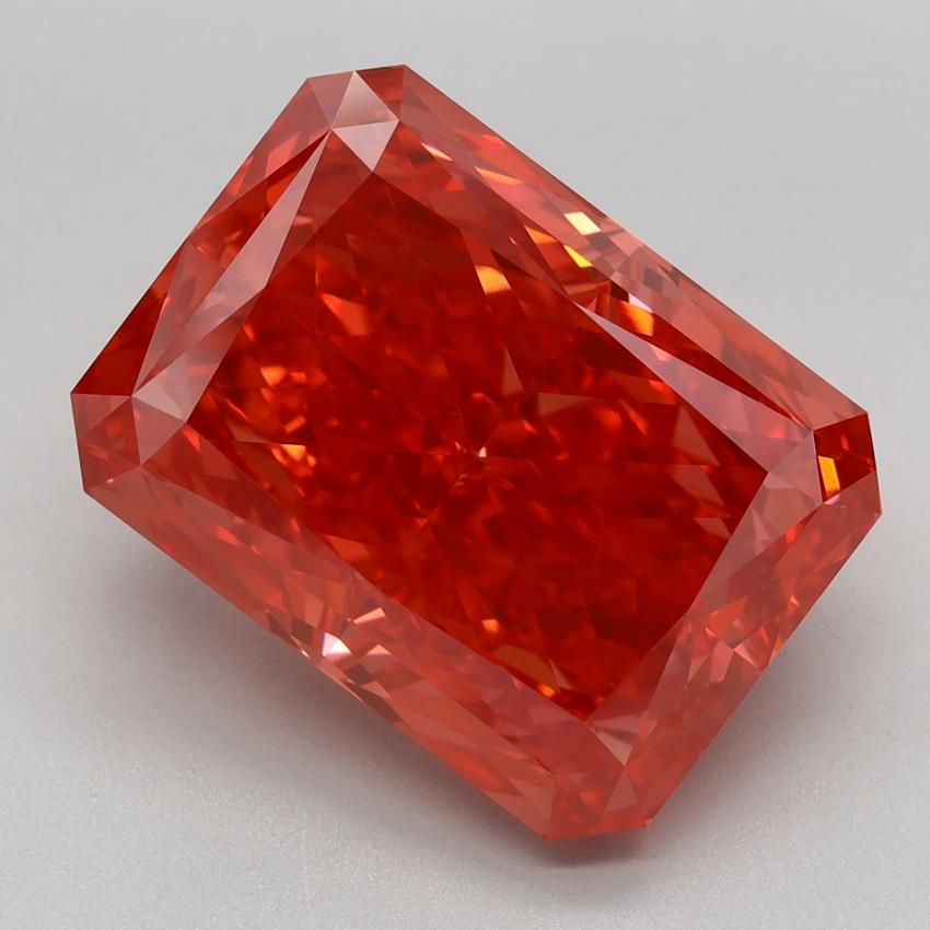 7.41 Ct. Fancy Vivid Orangy Pink Radiant Lab Grown Diamond