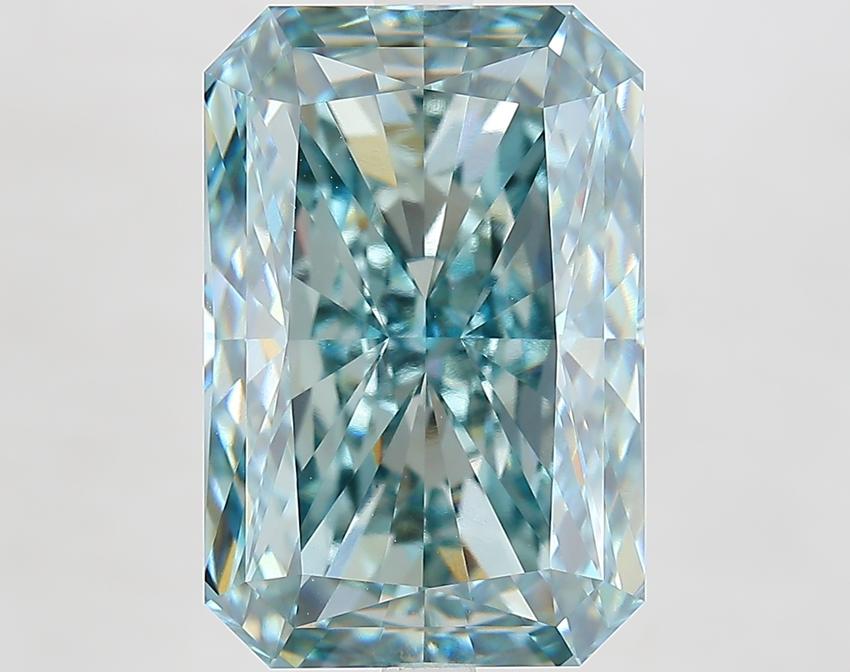 9.09 Ct. Fancy Vivid Greenish Blue Radiant Lab Grown Diamond