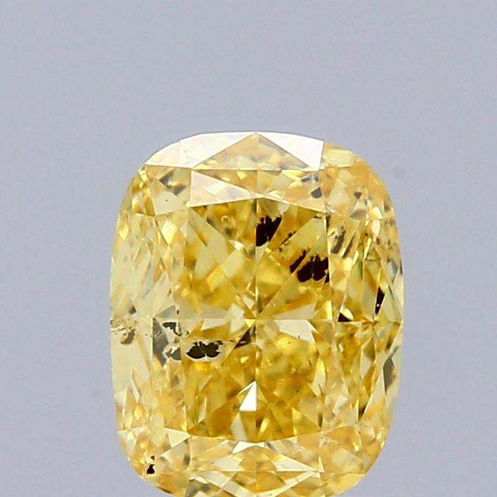 1.09 Ct. Fancy Vivid Yellow Cushion Lab Grown Diamond