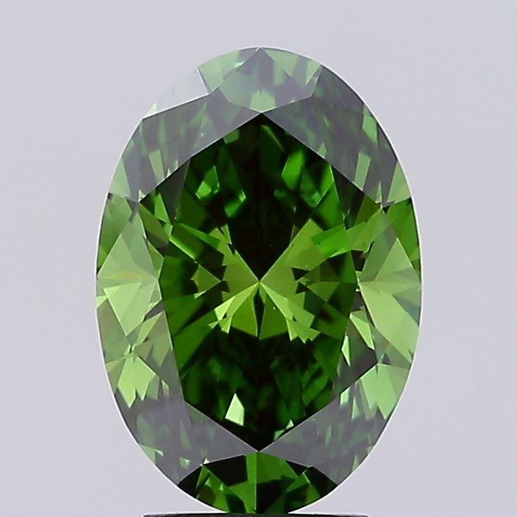 4.08 Ct. Fancy Vivid Green Oval Lab Grown Diamond