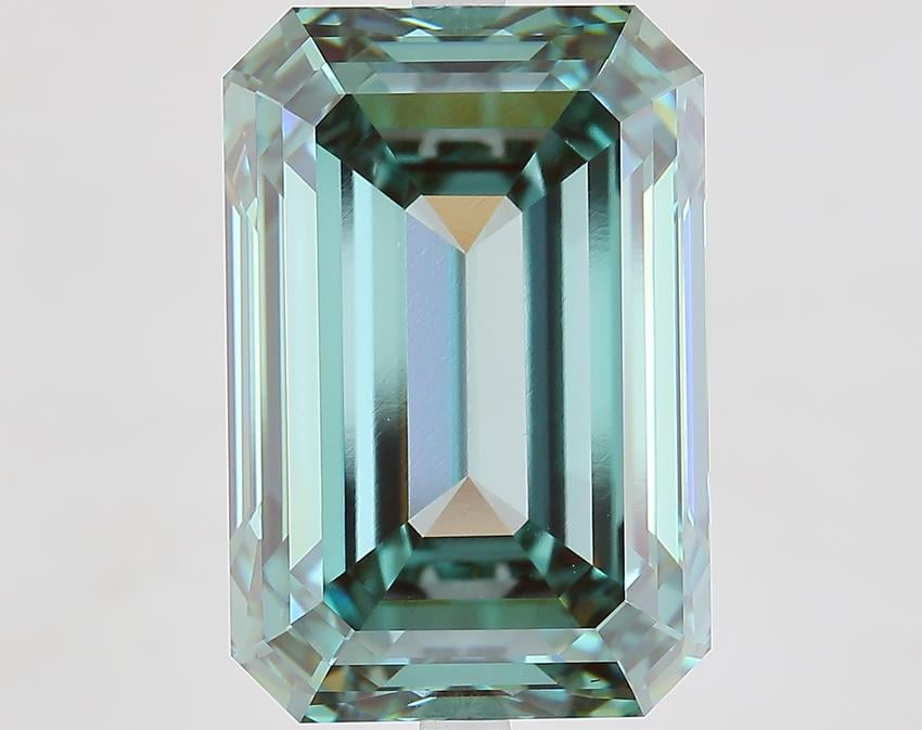 14.59 Ct. Fancy Vivid Bluish Green Emerald Lab Grown Diamond