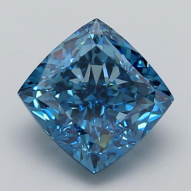 3.58 Ct. Fancy Vivid  Blue Cushion Lab Grown Diamond