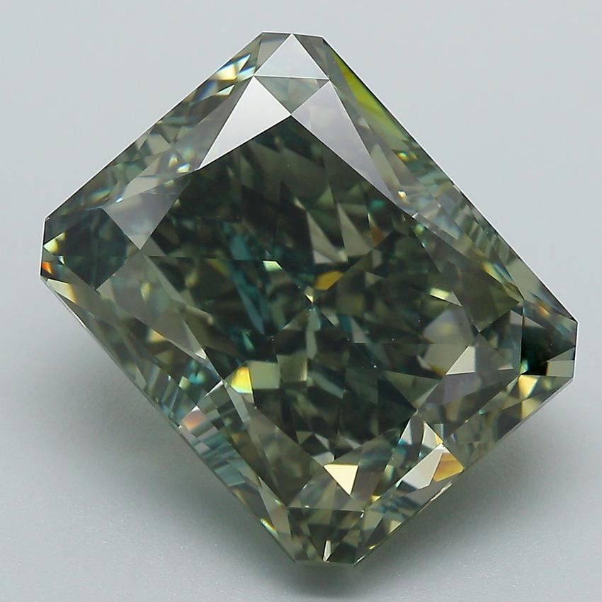 11.73 Ct. Fancy Vivid  Green Radiant Lab Grown Diamond